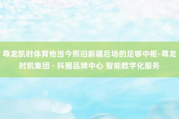 尊龙凯时体育他当今照旧新疆后场的足够中枢-尊龙时凯集团 · 抖圈品牌中心 智能数字化服务