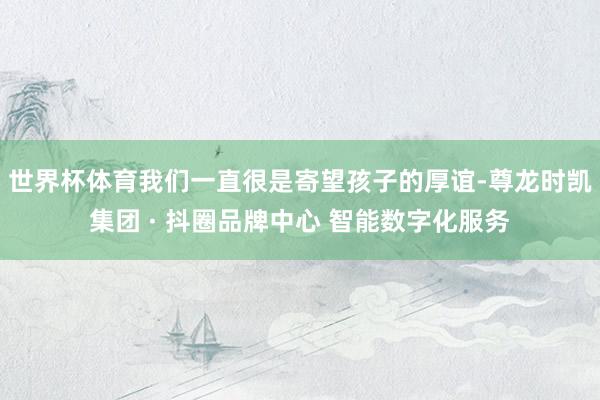 世界杯体育我们一直很是寄望孩子的厚谊-尊龙时凯集团 · 抖圈品牌中心 智能数字化服务