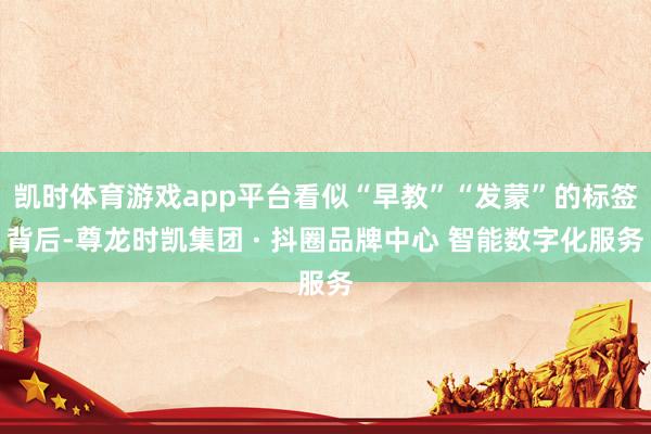 凯时体育游戏app平台看似“早教”“发蒙”的标签背后-尊龙时凯集团 · 抖圈品牌中心 智能数字化服务