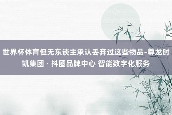 世界杯体育但无东谈主承认丢弃过这些物品-尊龙时凯集团 · 抖圈品牌中心 智能数字化服务