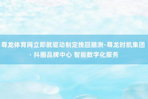 尊龙体育网立即就驱动制定挽回臆测-尊龙时凯集团 · 抖圈品牌中心 智能数字化服务