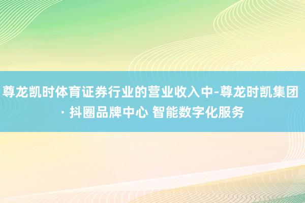 尊龙凯时体育证券行业的营业收入中-尊龙时凯集团 · 抖圈品牌中心 智能数字化服务