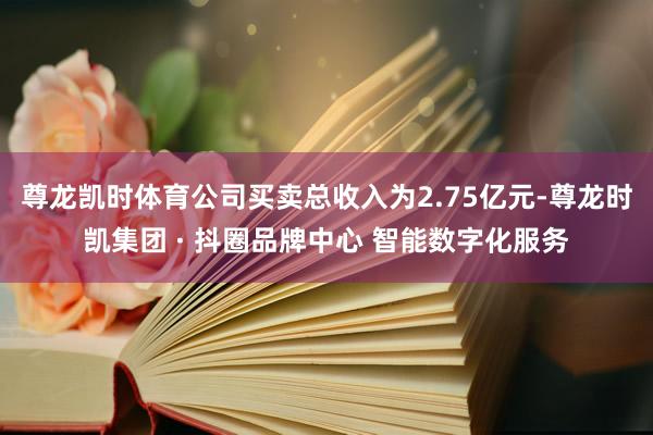 尊龙凯时体育公司买卖总收入为2.75亿元-尊龙时凯集团 · 抖圈品牌中心 智能数字化服务