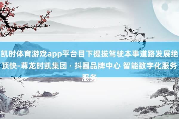 凯时体育游戏app平台目下提拔驾驶本事道路发展绝顶快-尊龙时凯集团 · 抖圈品牌中心 智能数字化服务