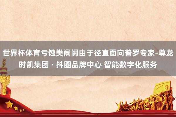 世界杯体育亏蚀类阛阓由于径直面向普罗专家-尊龙时凯集团 · 抖圈品牌中心 智能数字化服务