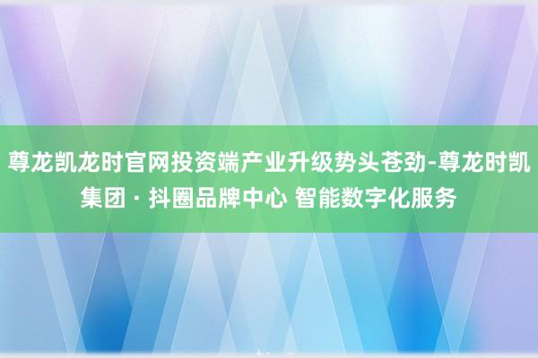 尊龙凯龙时官网投资端产业升级势头苍劲-尊龙时凯集团 · 抖圈品牌中心 智能数字化服务