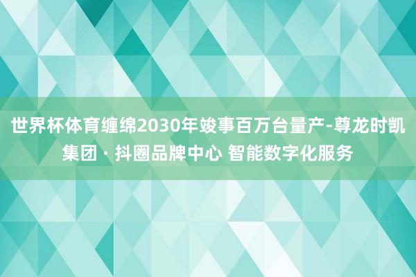 世界杯体育缠绵2030年竣事百万台量产-尊龙时凯集团 · 抖圈品牌中心 智能数字化服务