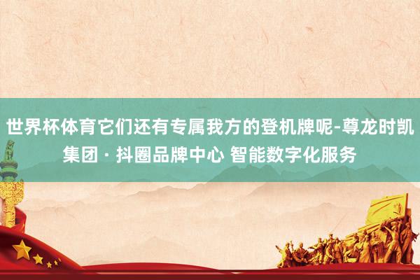 世界杯体育它们还有专属我方的登机牌呢-尊龙时凯集团 · 抖圈品牌中心 智能数字化服务